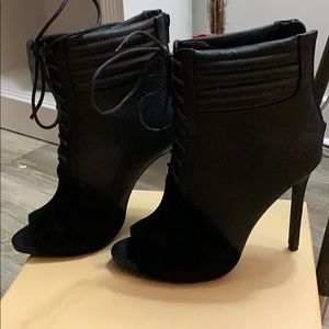 Black Open Toe Ankle Boots